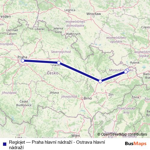 Regiojet rail Line Map