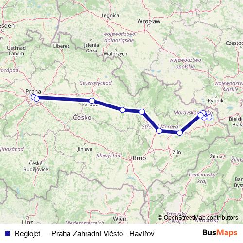 Regiojet rail Line Map