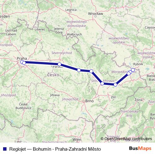 Regiojet rail Line Map