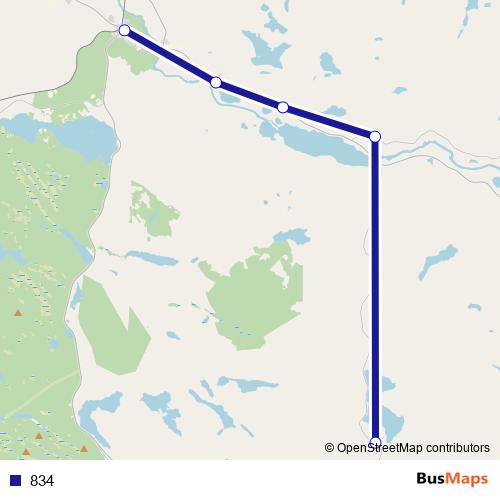 834 bus Line Map