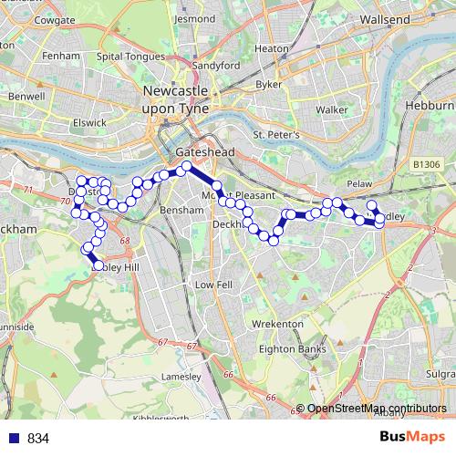 834 bus Line Map