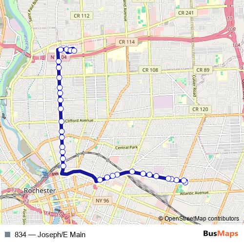 834 bus Line Map