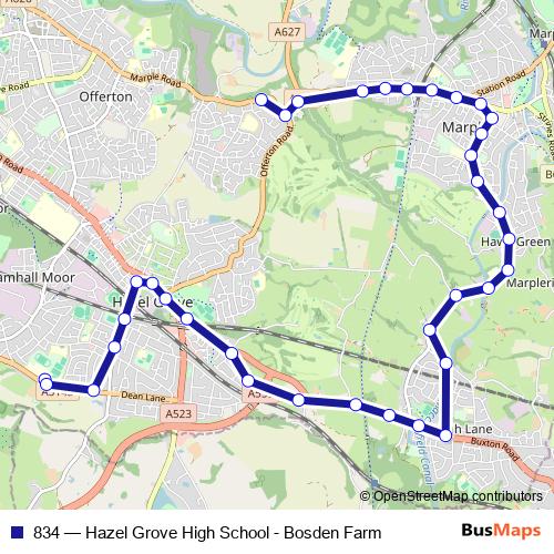 834 bus Line Map