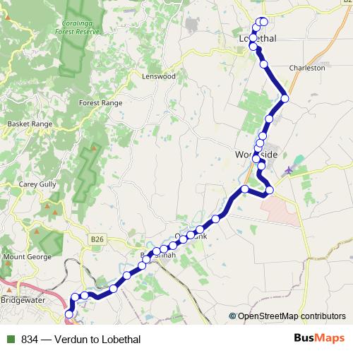 834 bus Line Map