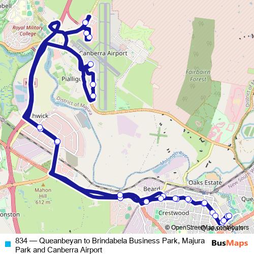 834 bus Line Map