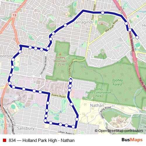 834 bus Line Map