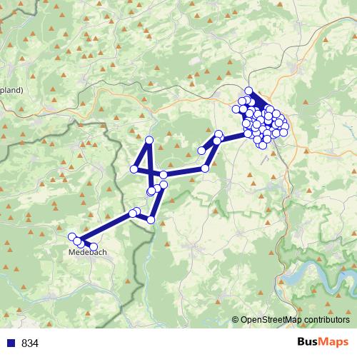 834 bus Line Map