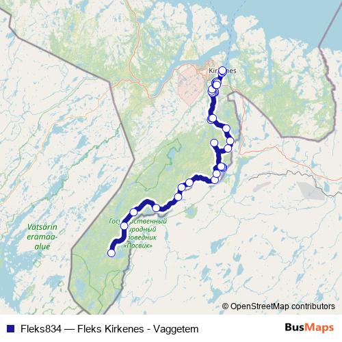 Fleks834 bus Line Map