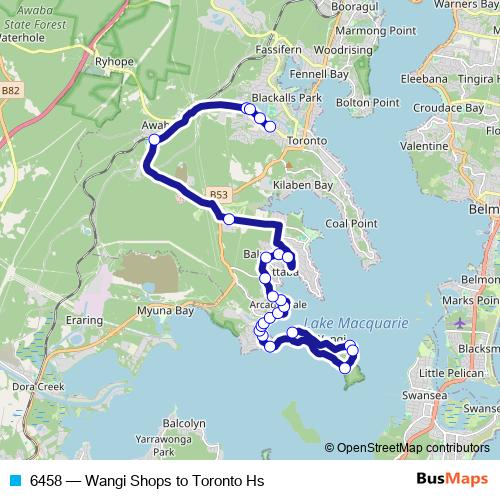 6458 bus Line Map