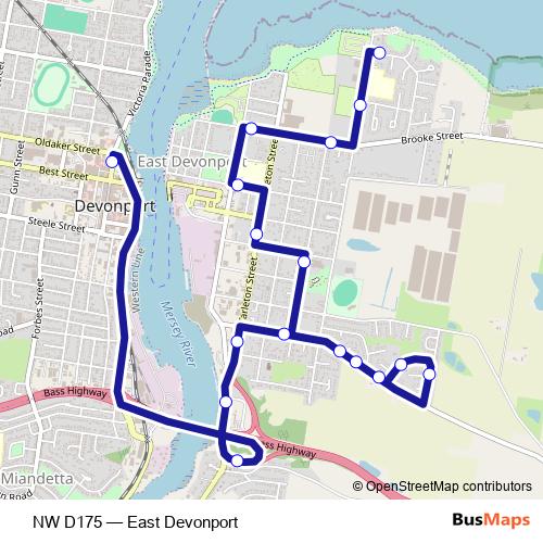 NW D175 bus Line Map