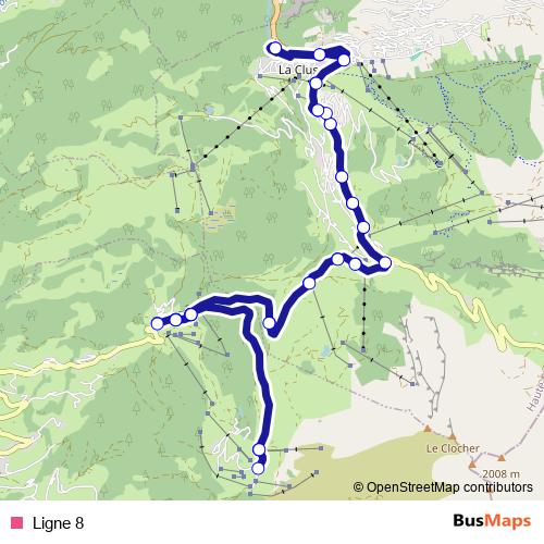Ligne 8 bus Line Map
