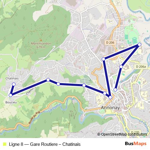 Ligne 8 bus Line Map
