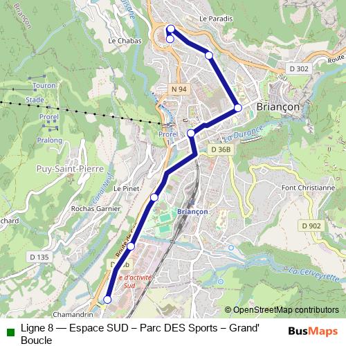Ligne 8 bus Line Map