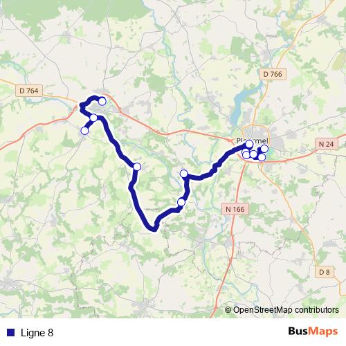 Ligne 8 bus Line Map