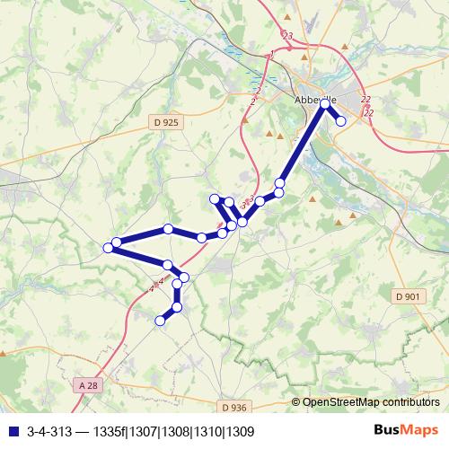 3-4-313 bus Line Map