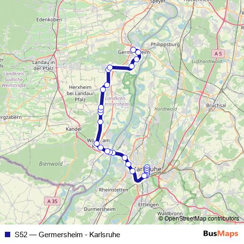 S52 tram Line Map