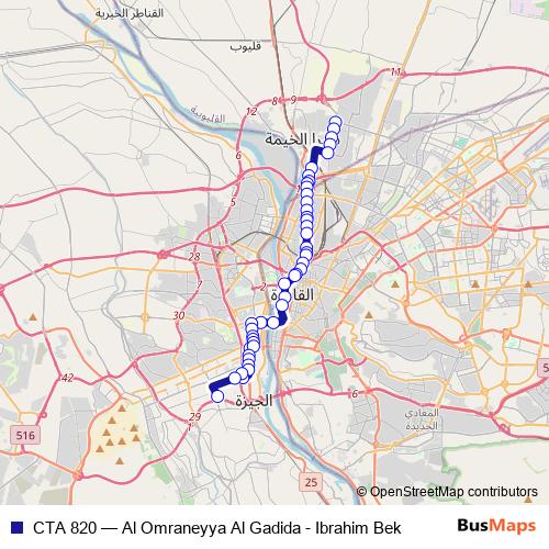 CTA 820 bus Line Map