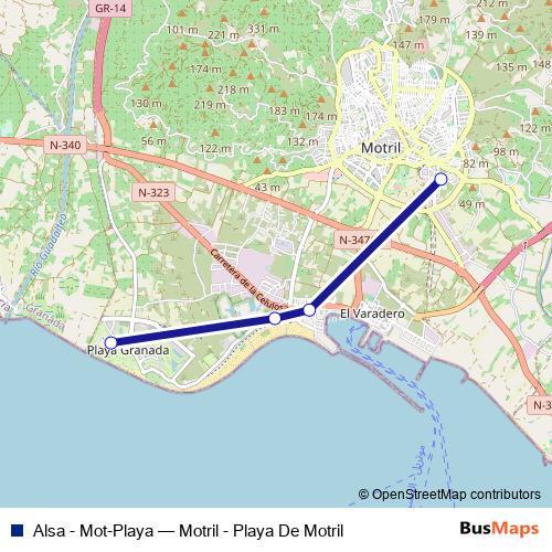 Alsa - Mot-Playa bus Line Map