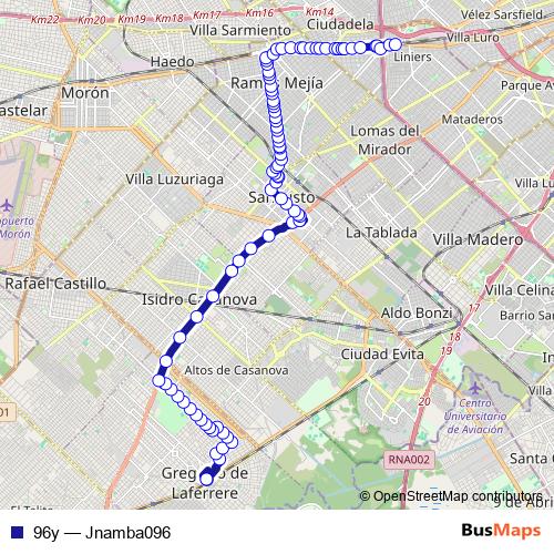 96y bus Line Map
