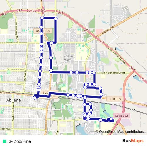 3- Zoo/Pine bus Line Map