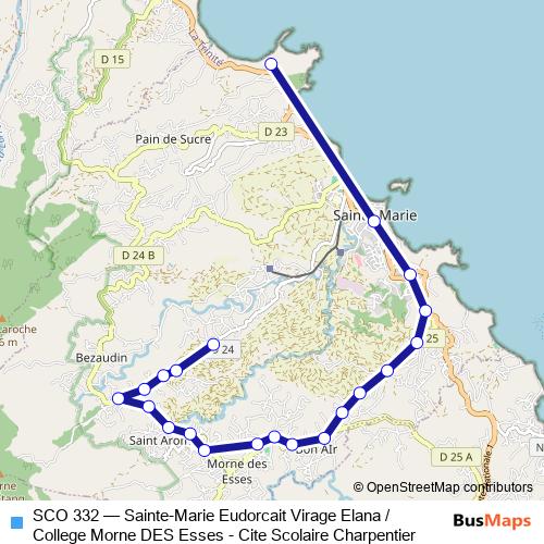 SCO 332 bus Line Map
