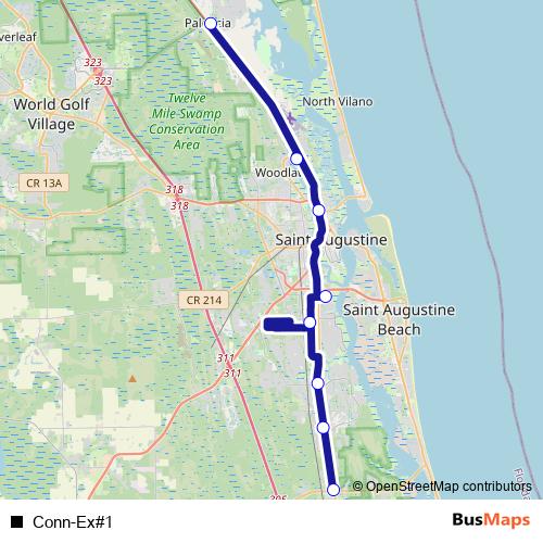 Conn-Ex#1 bus Line Map