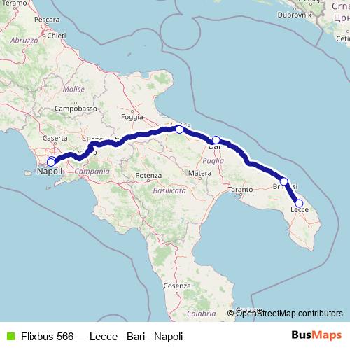 Flixbus 566 bus Line Map