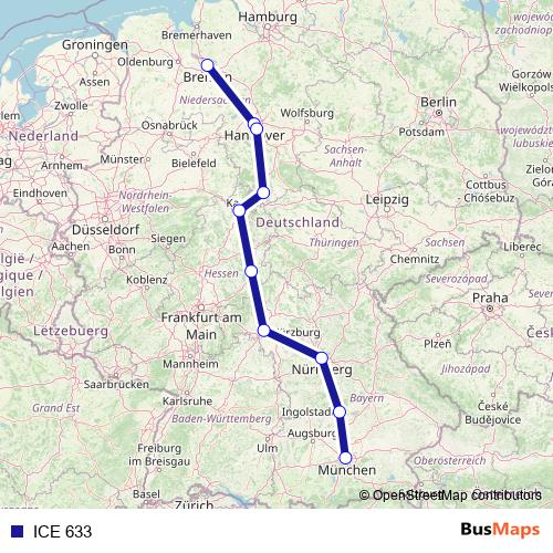 ICE 633 rail Line Map