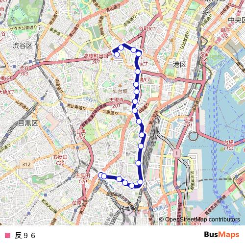 反９６ bus Line Map