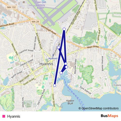 Hyannis bus Line Map
