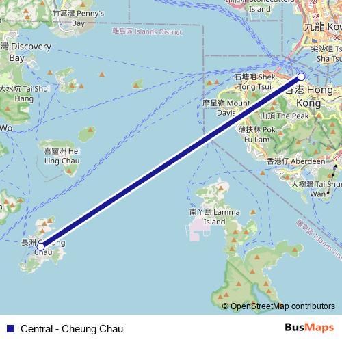 Central - Cheung Chau ferry Line Map