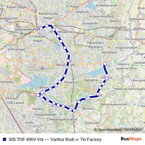 505 TNF-KKH-Vrk bus Line Map