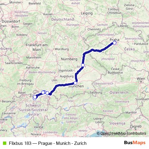 Flixbus 183 bus Line Map