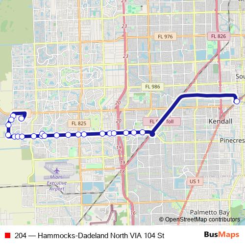 204 bus Line Map