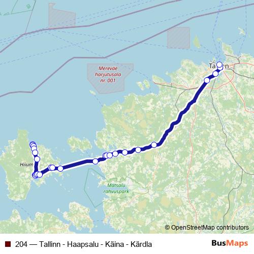 204 bus Line Map