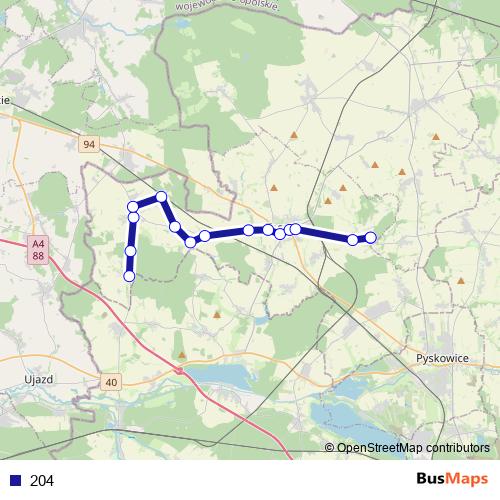 204 bus Line Map