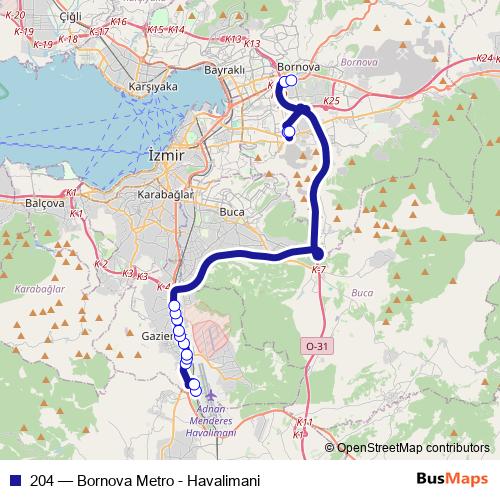 204 bus Line Map