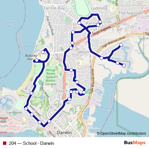 204 bus Line Map