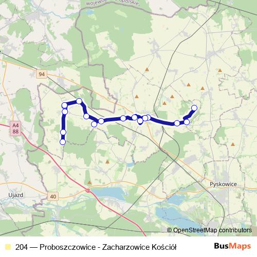 204 bus Line Map