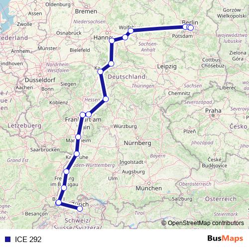 ICE 292 rail Line Map