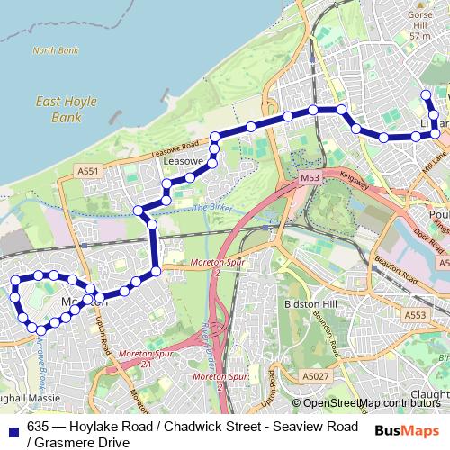 635 bus Line Map