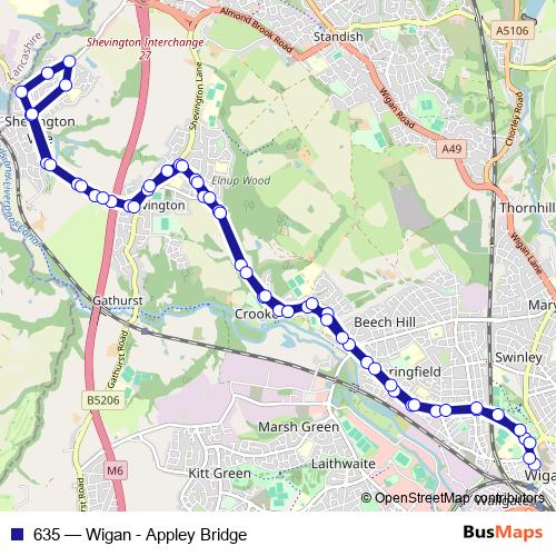 635 bus Line Map