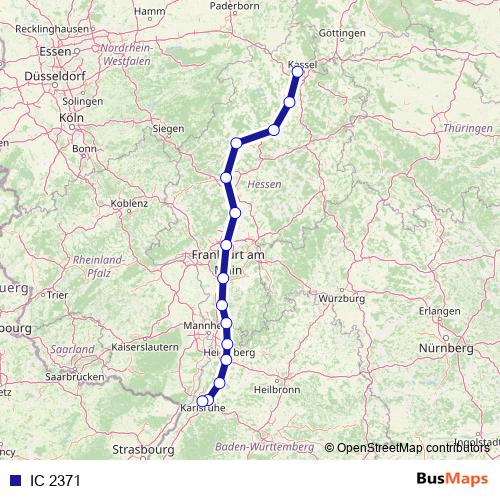IC 2371 rail Line Map