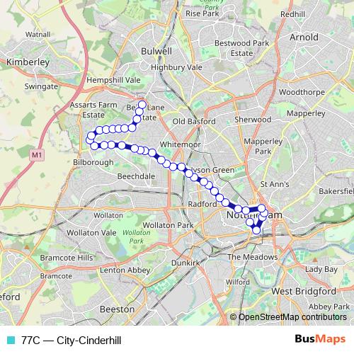 77C bus Line Map