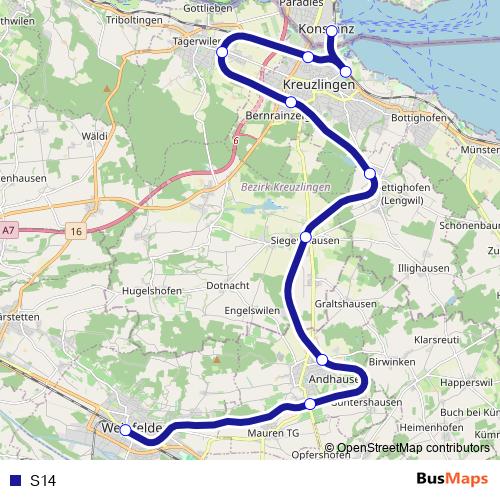 S14 tram Line Map