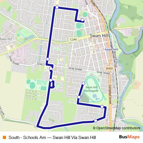 South - Schools Am bus Line Map