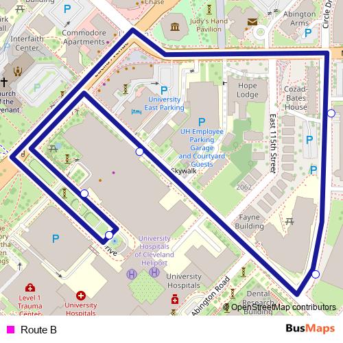 Route B bus Line Map