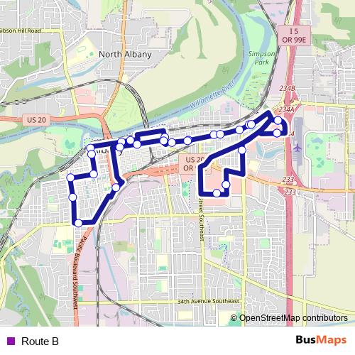 Route B bus Line Map
