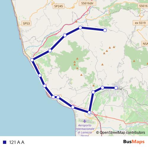 121 A A bus Line Map