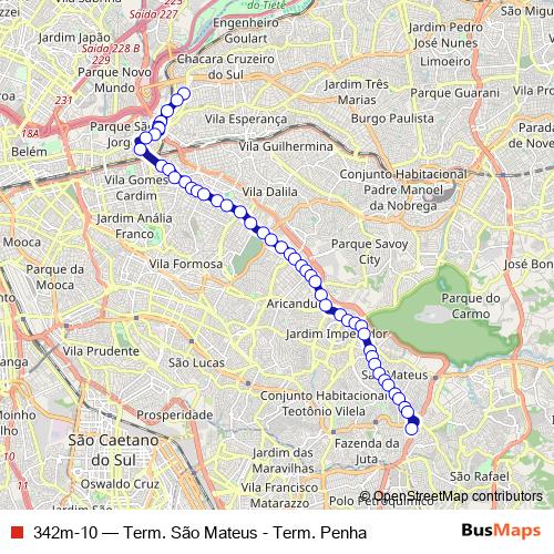 342m-10 bus Line Map